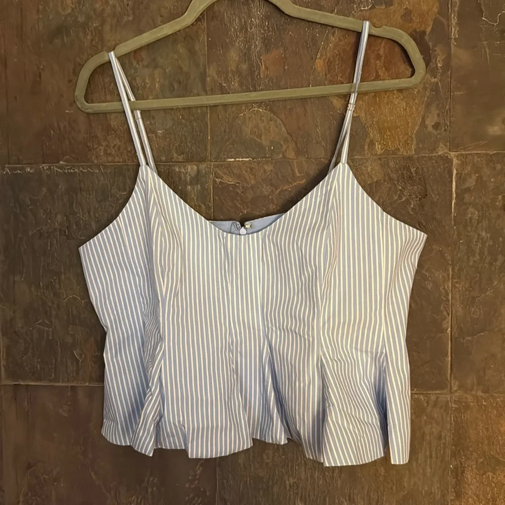 Loft Striped Poplin Pleated Flare Cami - Picture 3 of 6